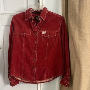 Vintage 1990s Harley Davidson rust red snap button corduroy shacket women's XL